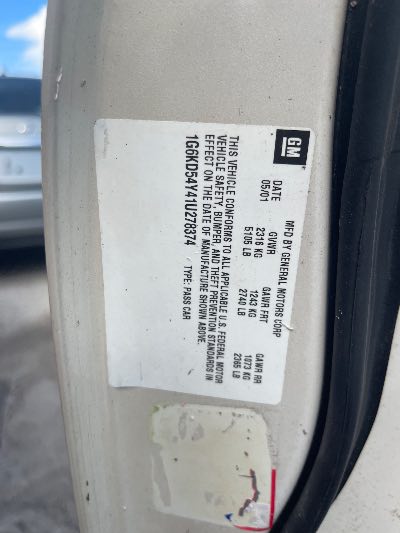 2001 Cadillac Deville Location - GM - Row 33 - Stock # H54431