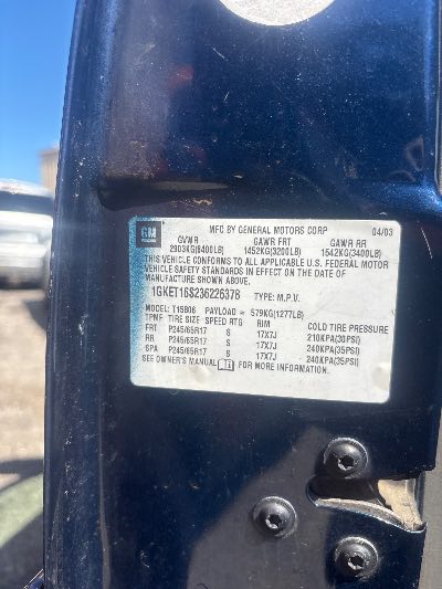 2003 GMC Envoy Location - GM - Row 34 - Stock # H54467